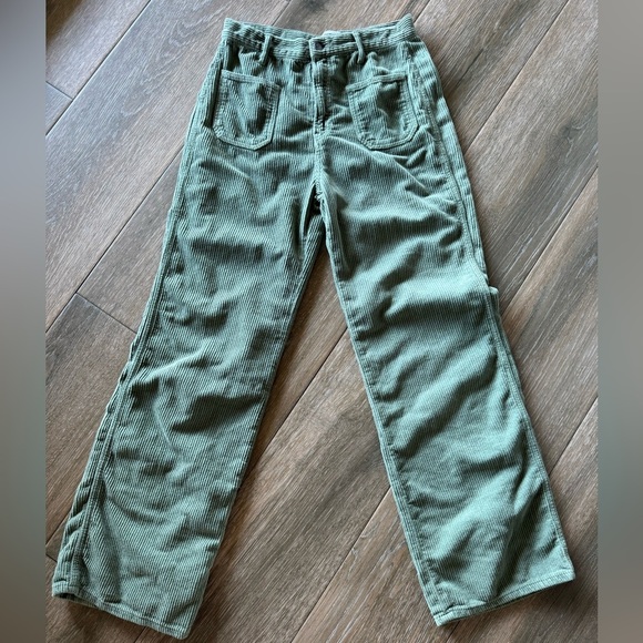 Reformation Alyssa high rise wide leg corduroy pants moss color. size 28 - Picture 4 of 13
